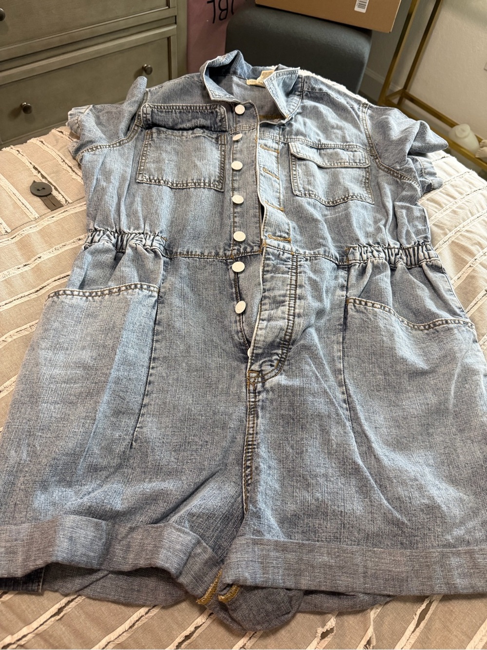 Festi By Torrid Women’s Light Blue Denim Jumpsuit Shorts